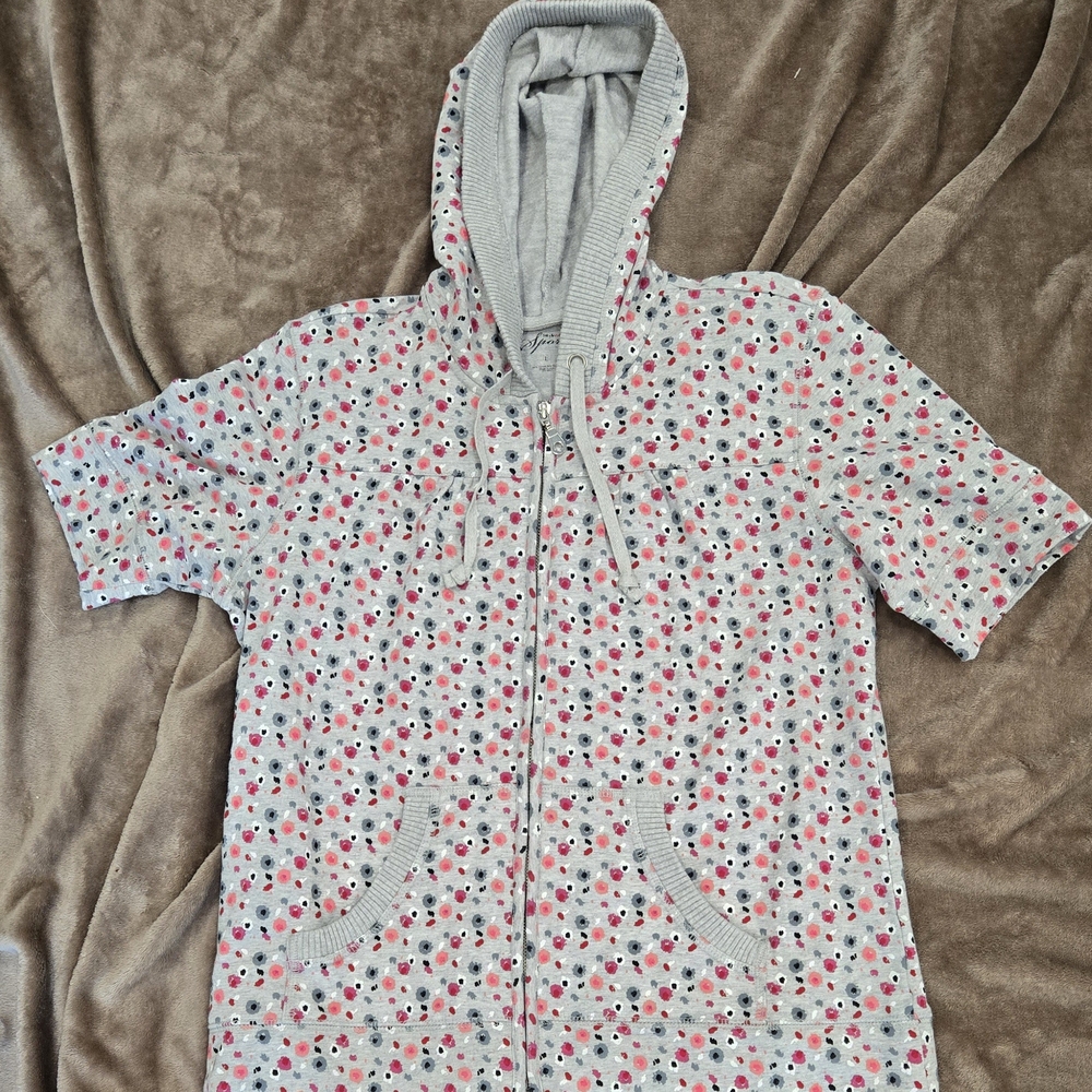 Style & Co. Gray Red Oversized Hoodie